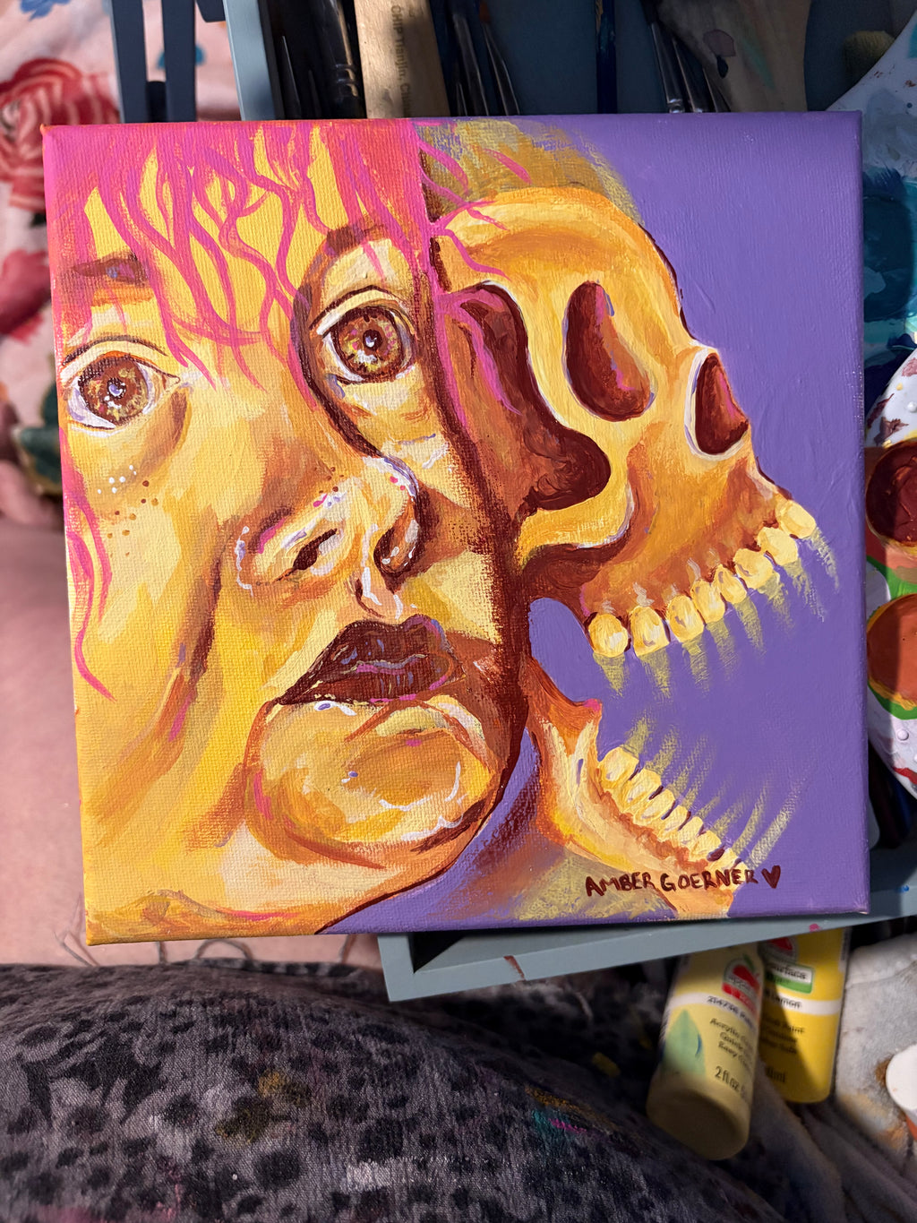 Original Painting, wall decor, portrait art, skull art
