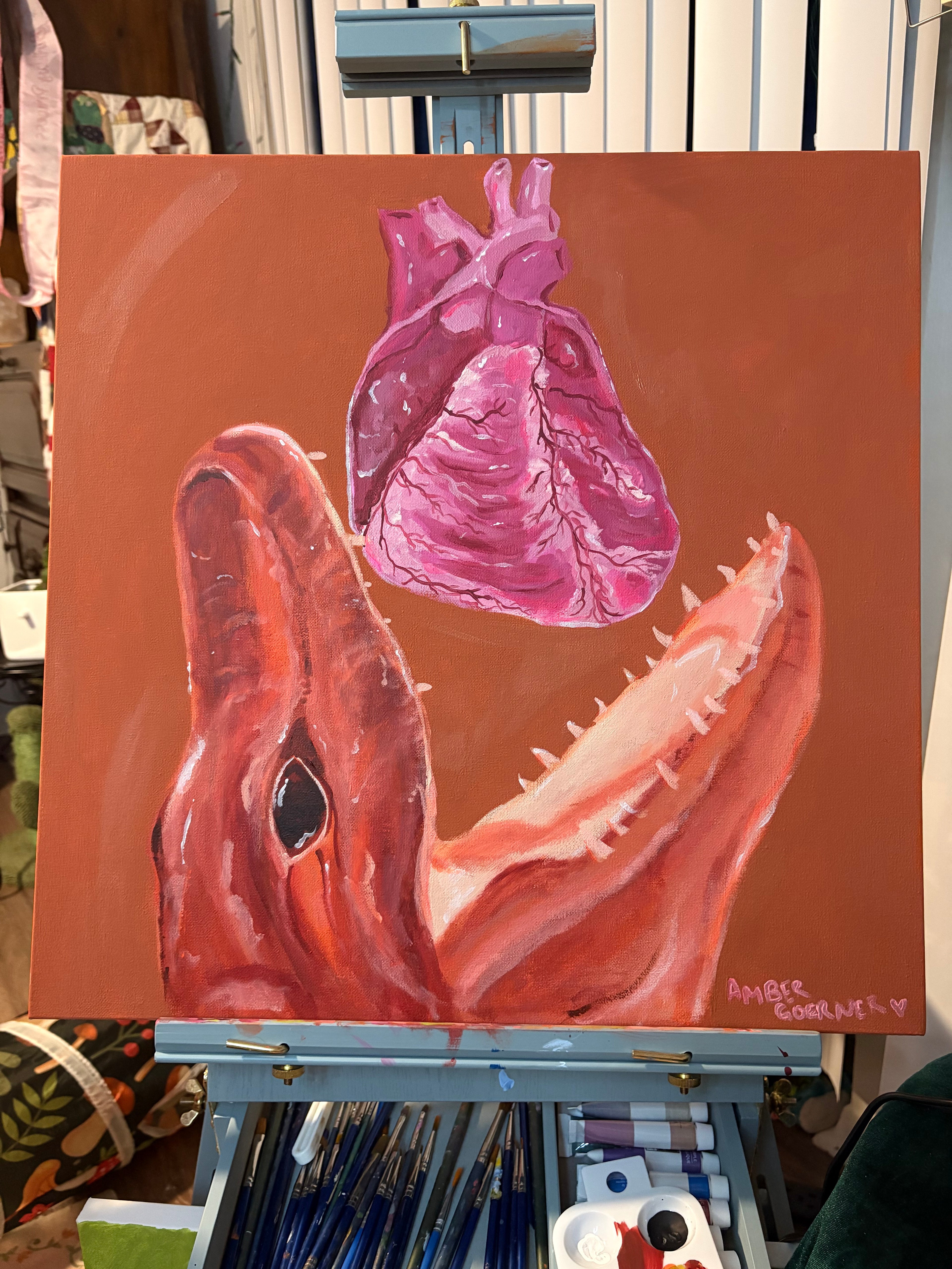 Original Painting, wall decor, animal art, anatomy art, alligator art