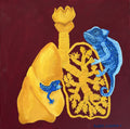 Original Painting, wall decor, animal art, anatomy art, lizard and lungs art